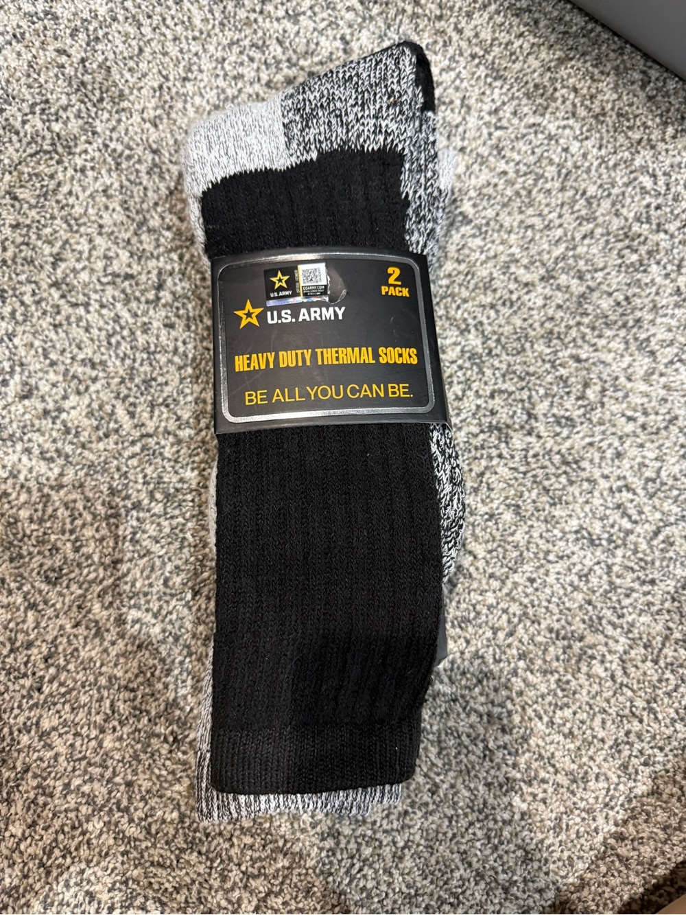 U.S. Army Black and Gray Thermal Athletic Socks - 2 Pack
